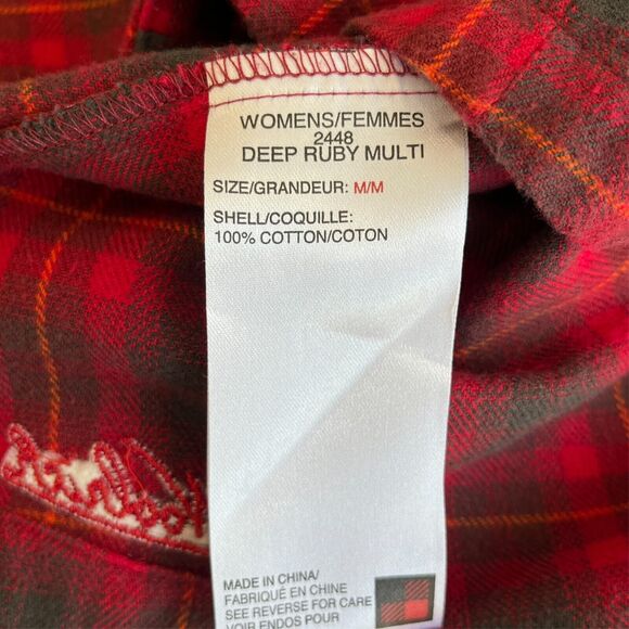 Woolrich Flannel Plaid Button Up Shirt Long Sleeves Deep Ruby Red Womens Size M - Picture 7 of 10